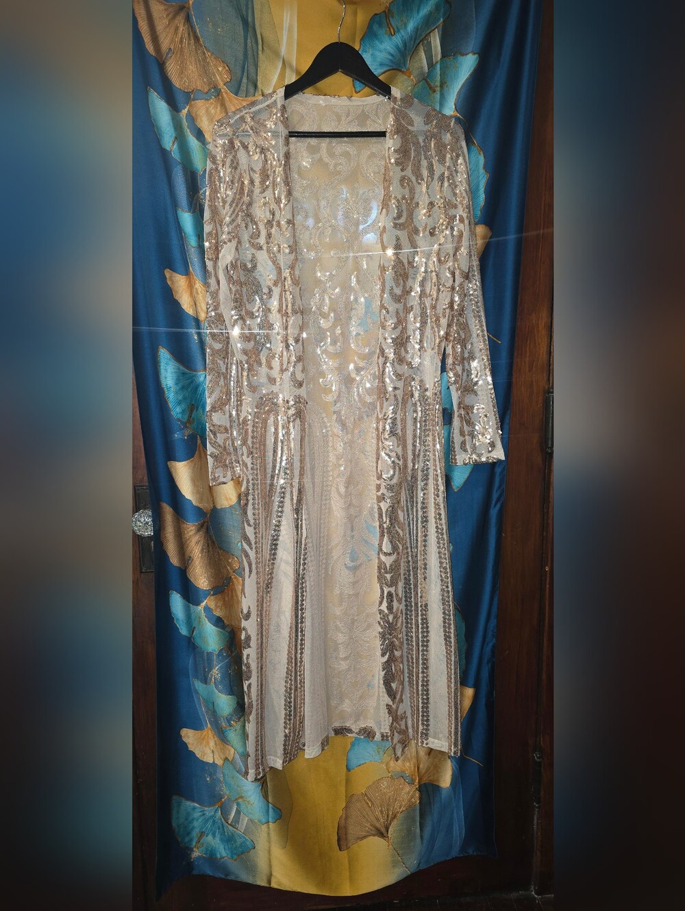 Dubai dress cover. Sequin Embellished Long Sleeve Dress Cover - Champagne NWOT